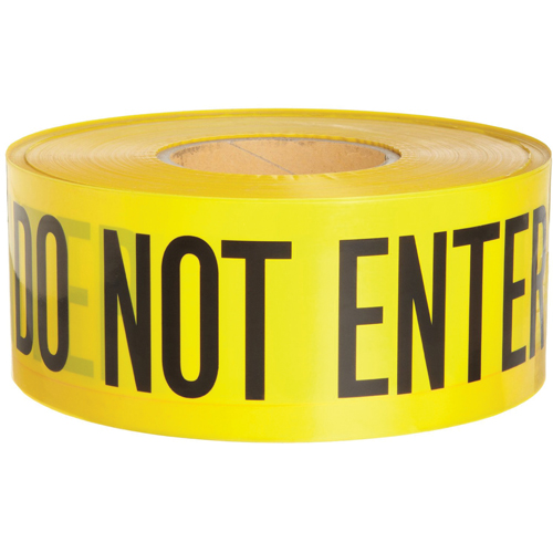 Barricade Tape, English, 3" W x 1000' L, 3 mils, Black on Yellow M & M Nord Ouest Inc