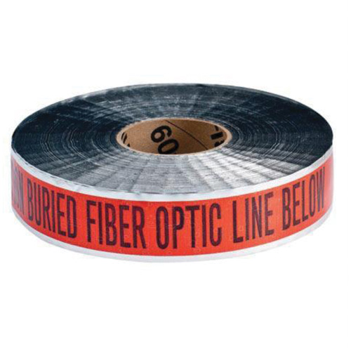 "Fiber Optic Line" Identoline&reg; Underground Warning Tape, 2" W x 1000' L, Black on Orange M & M Nord Ouest Inc