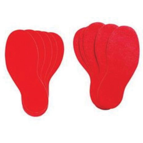 Floor Marking Labels, Footprint, 12" L x 3.75" W, Red, Vinyl M & M Nord Ouest Inc