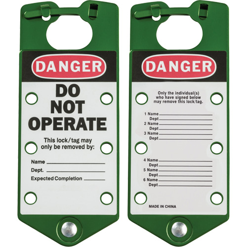 Labeled Lockout Hasps, Green M & M Nord Ouest Inc