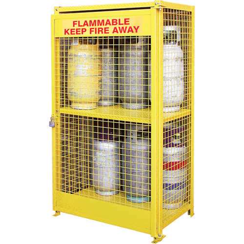 Gas Cylinder Cabinets, 12 Cylinder Capacity, 44" W x 30" D x 74" H, Yellow M & M Nord Ouest Inc