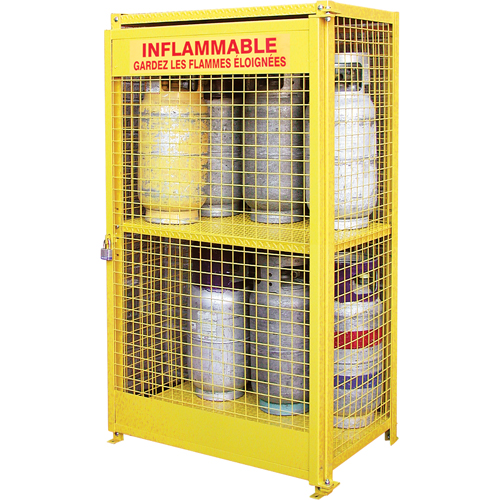 Gas Cylinder Cabinets, 12 Cylinder Capacity, 44" W x 30" D x 74" H, Yellow M & M Nord Ouest Inc
