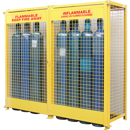 Gas Cylinder Cabinets, 20 Cylinder Capacity, 88" W x 30" D x 74" H, Yellow M & M Nord Ouest Inc
