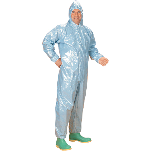 0.5 Mil CRFR Hooded Coveralls, Medium, Blue, FR Treated Fabric M & M Nord Ouest Inc