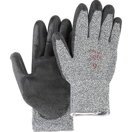 Gants de tricot poivre & sel avec rev&ecirc;tement de paume noir, Taille Petit/7, Rev&ecirc;tement Polyur&eacute;thane, Enveloppe en PEHP, ANSI/ISEA 105 niveau 2 M & M Nord Ouest Inc