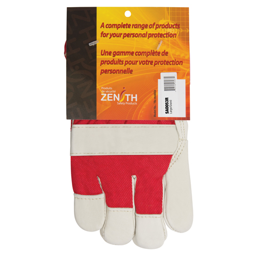 Gants d'ajusteur rouge & blanc doubl&eacute;s pour l'hiver de premi&egrave;re qualit&eacute;, Grand, Paume en Cuir fleur de vache, Doublure en Boa M & M Nord Ouest Inc
