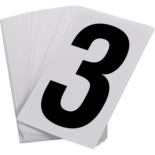Num&eacute;ros autocollants, 3, 3-1/2" h, Noir sur blanc M & M Nord Ouest Inc