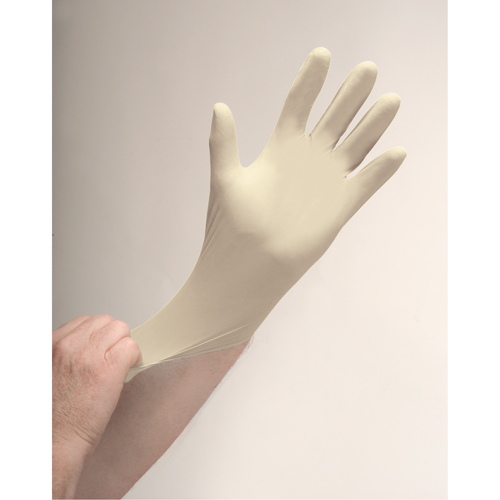 Gants d'examen de premi&egrave;re qualit&eacute; pour peau sensible, Moyen, Latex, 4 mils, Poudr&eacute;s, Naturel M & M Nord Ouest Inc