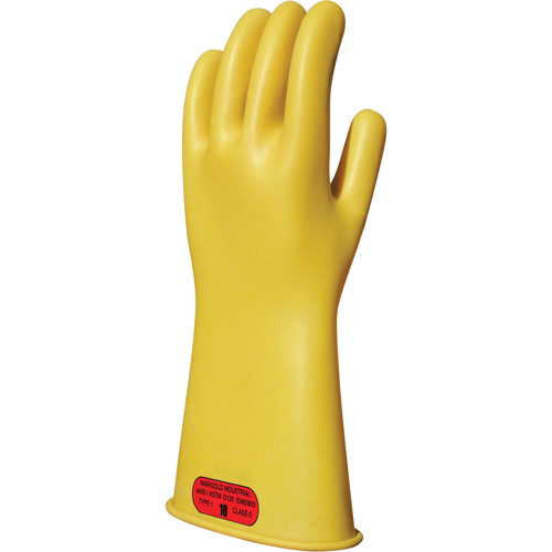 Yellow Natural Rubber Insulating Gloves, ASTM Class 0, Size 8, 14" L M & M Nord Ouest Inc