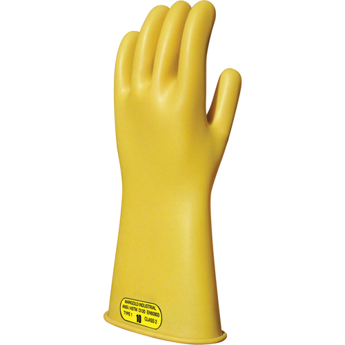 Yellow Natural Rubber Insulating Gloves, ASTM Class 2, Size 8, 16" L M & M Nord Ouest Inc
