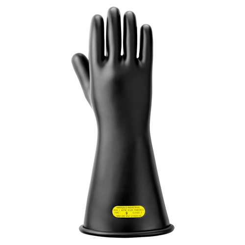 Black Natural Rubber Insulating Gloves, ASTM Class 2, Size 10, 14" L M & M Nord Ouest Inc