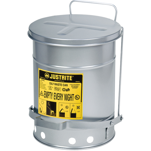 Oily Waste Cans, FM Approved/UL Listed, 6 US Gal., Silver M & M Nord Ouest Inc