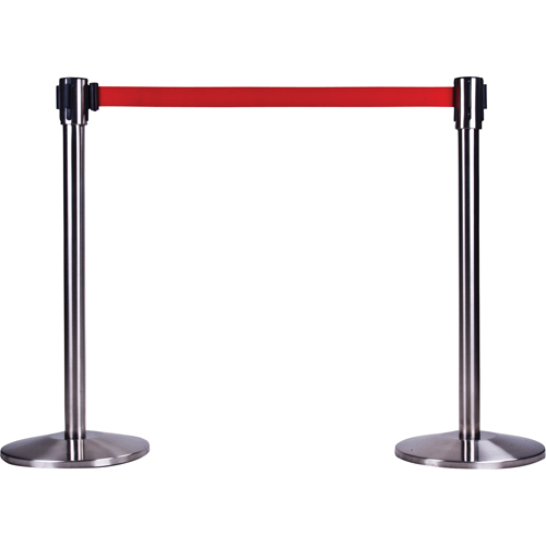 Free-Standing Crowd Control Barrier Receiver Post, 35" High, Stainless M & M Nord Ouest Inc