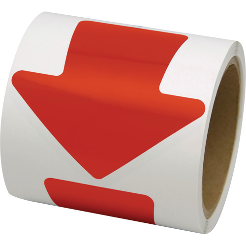 Coloured Floor Marking Decals, Arrow, 4" L x 4" W, Red, Vinyl M & M Nord Ouest Inc