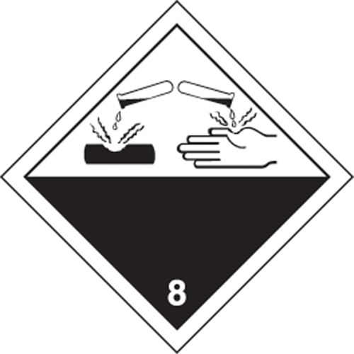 TDG Shipping Labels, Class 8, Corrosives, Vinyl M & M Nord Ouest Inc
