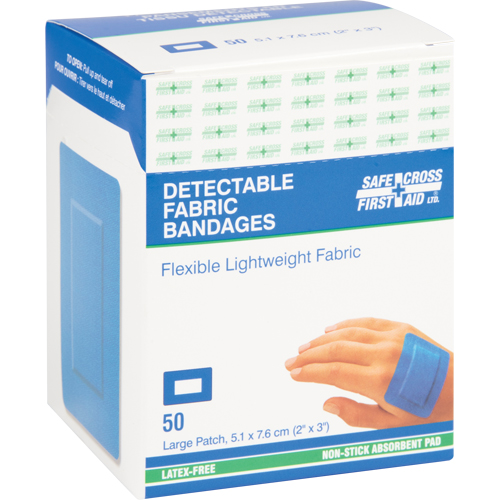 Bandages, Rectangulaire/carr&eacute;e, 3", Tissu d&eacute;tectable, St&eacute;rile M & M Nord Ouest Inc