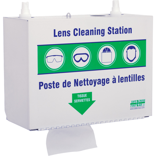 Postes en M&eacute;tal Pour Le Nettoyage De Verres - Deux Boutielle De Solution 500ml Et 1 Boîte De Serviettes, M&eacute;tal, 10,5" lo x 5,5" p x 6,3" h M & M Nord Ouest Inc