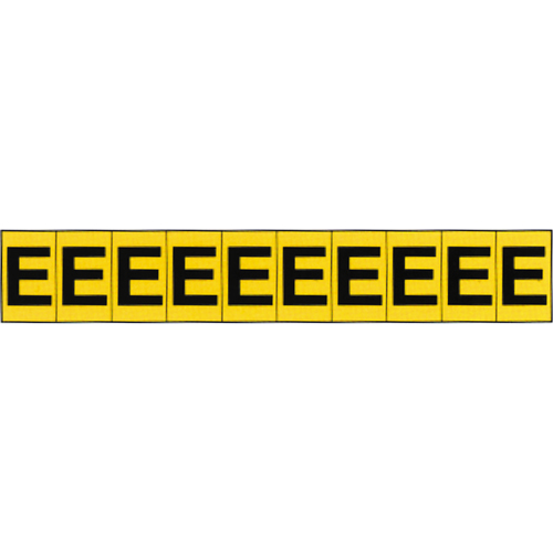 Rep&egrave;res adh&eacute;sifs &agrave; lettres individuelles, E, 1" h, Noir sur jaune M & M Nord Ouest Inc
