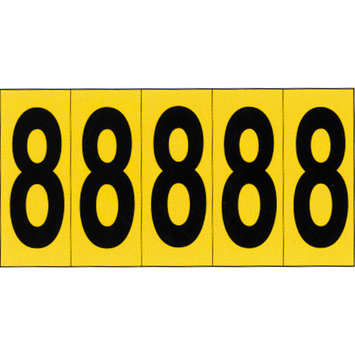 Individual Adhesive Number Markers, 8, 3-7/8" H, Black on Yellow M & M Nord Ouest Inc