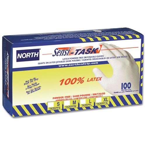 Gants jetables Sensi-Task, Grand, Latex, 5 mils, Sans poudre, Blanc M & M Nord Ouest Inc
