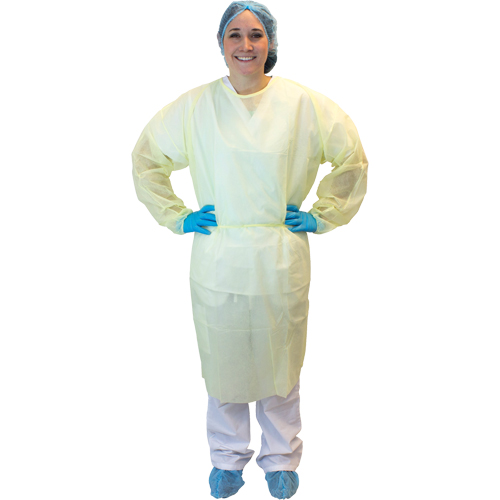 Isolation Gowns with Ties, X-Large, Yellow, Polypropylene M & M Nord Ouest Inc
