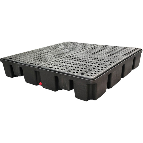 Palette emboîtable avec drain pour contr&ocirc;le des d&eacute;versements, Capacit&eacute; de d&eacute;versement 66 gal. US, 49" x 49" x 10,5" M & M Nord Ouest Inc