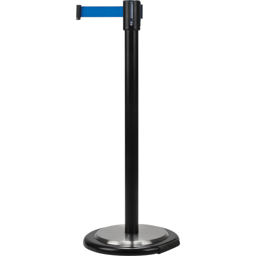 Free-Standing Crowd Control Barrier, Steel, 35" H, Blue Tape, 7' Tape Length M & M Nord Ouest Inc