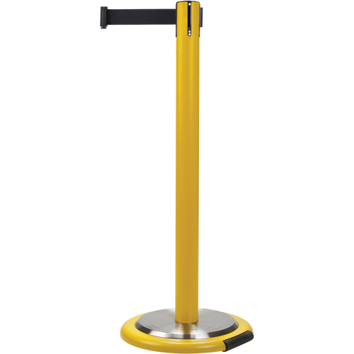 Free-Standing Crowd Control Barrier, Steel, 35" H, Black Tape, 12' Tape Length M & M Nord Ouest Inc