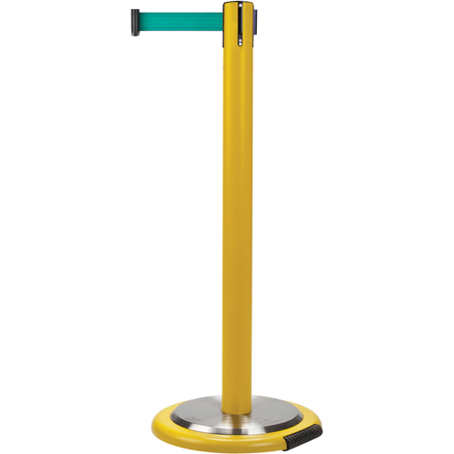 Free-Standing Crowd Control Barrier, Steel, 35" H, Green Tape, 7' Tape Length M & M Nord Ouest Inc