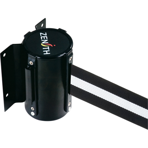 Barri&egrave;re &agrave; fixation murale, Acier, Fixation par vis, 7', Ruban Noir/Blanc M & M Nord Ouest Inc