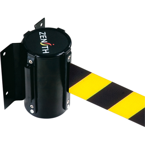 Barri&egrave;re &agrave; fixation murale, Acier, Fixation par vis, 7', Ruban Noir/Jaune M & M Nord Ouest Inc