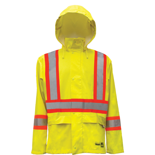 Vestes de s&eacute;curit&eacute; imperm&eacute;ables ignifuges haute visibilit&eacute; en polyur&eacute;thane, Petit, Jaune lime haute visibilit&eacute; M & M Nord Ouest Inc