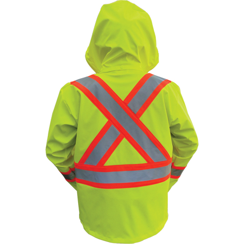 Vestes de s&eacute;curit&eacute; imperm&eacute;ables ignifuges haute visibilit&eacute; en polyur&eacute;thane, Petit, Jaune lime haute visibilit&eacute; M & M Nord Ouest Inc