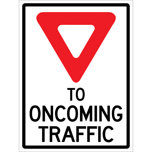 "Yield to Oncoming Traffic" Roll-Up Sign Traffic Sign, 36" x 48", Vinyl, English with Pictogram M & M Nord Ouest Inc