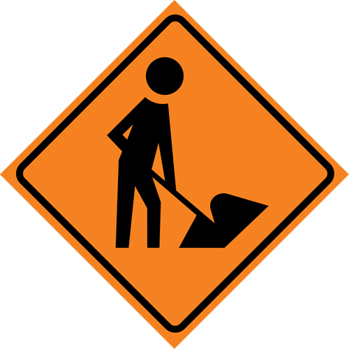 Men at Work Roll-Up Traffic Sign, 29-1/2" x 29-1/2", Vinyl, Pictogram M & M Nord Ouest Inc