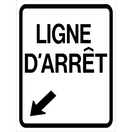 "Ligne d'Arr&ecirc;t" Roll-Up Traffic Sign, 23-3/5" x 29-1/2", Vinyl, French with Pictogram M & M Nord Ouest Inc