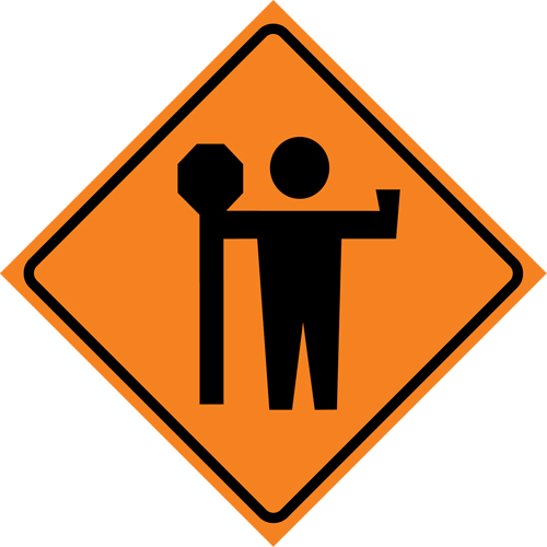 Flagman Roll-Up Sign Traffic Sign, 36" x 36", Vinyl, Pictogram M & M Nord Ouest Inc