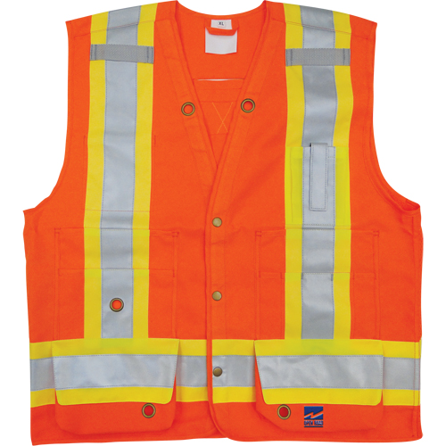 Surveyor Safety Vest, High Visibility Orange, Small, Polyester M & M Nord Ouest Inc