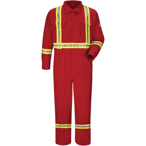 Flame-Resistant Deluxe Coveralls with Reflective Trim, Size 38, Red, 5.6 cal/cm² M & M Nord Ouest Inc