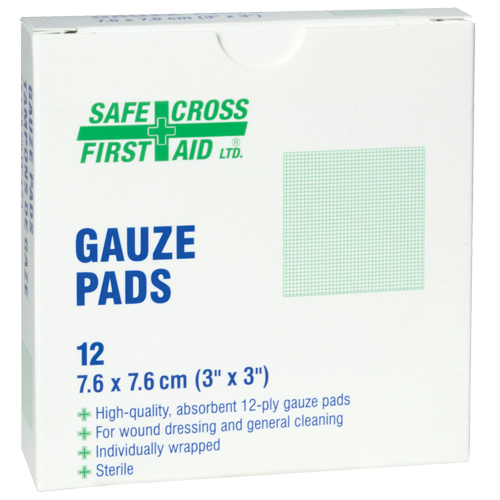 Gaze, Tampon, 3" lo x 3" la, St&eacute;rile, Dispositif m&eacute;dical Classe 1 M & M Nord Ouest Inc