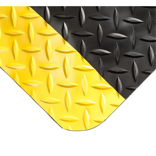 Tapis Smart No 497, Losange, 2' x 10' x 1", Noir/Jaune, PVC/Ur&eacute;thane M & M Nord Ouest Inc