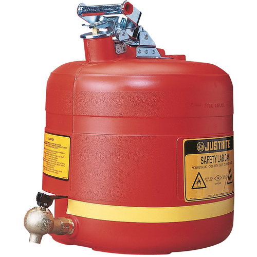 Laboratory Safety Can with Faucet, Type I, Steel, 5 US gal., Red, FM Approved M & M Nord Ouest Inc
