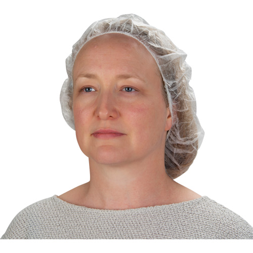 Bonnets bouffants non tiss&eacute;s, Polypropyl&egrave;ne, 21"/Grand, Blanc M & M Nord Ouest Inc