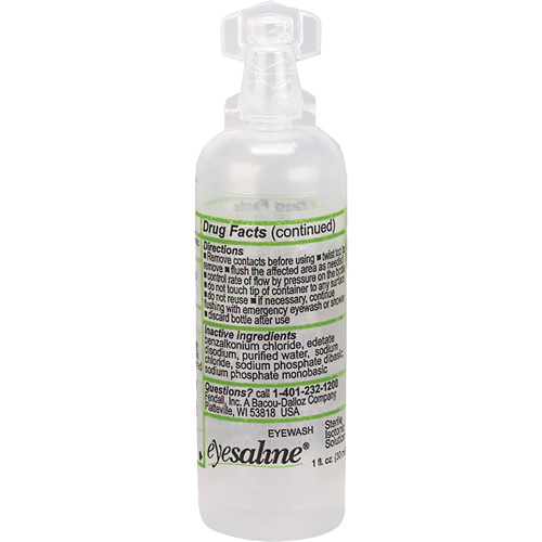 Bouteilles de solution saline pour douche oculaire, Bouteille Plein, 1 oz M & M Nord Ouest Inc