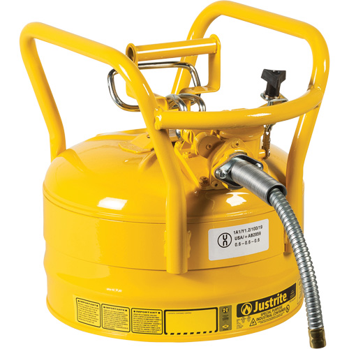 Bidons s&eacute;curitaires D.O.T. de AccuFlow, Type II, Acier, 2,5 gal. US, Jaune, Homologu&eacute; FM M & M Nord Ouest Inc