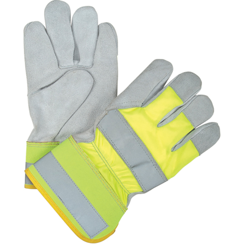 Yellow High-Visibility Winter-Lined Fitters Gloves, Large, Split Cowhide Palm, Thinsulate Inner Lining M & M Nord Ouest Inc