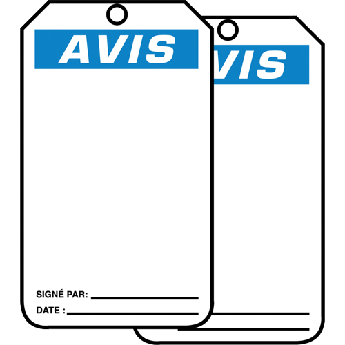 &eacute;tiquettes de s&eacute;curit&eacute; en français - &eacute;tiquettes avec ent&ecirc;ge vierge, Papier cartonn&eacute;, 3-1/8" la x 5-7/8" h, Français M & M Nord Ouest Inc