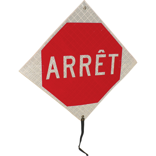 Panneau de circulation enroulable  Arr&ecirc;t , 24" x 24", Vinyle, Français M & M Nord Ouest Inc