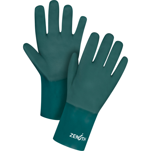 Double Dipped Green Gloves, 12" L, PVC, Cotton Jersey Inner Lining, 70-mil M & M Nord Ouest Inc
