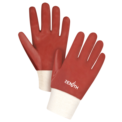 Gants rouges &agrave; fini doux r&eacute;sistants aux produits chimiques, Taille Grand/9, 10" lo, PVC, Doublure en Interlock, 47-mil M & M Nord Ouest Inc